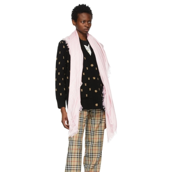 (Sold)Burberry Wool and silk Square scarf - Picture 6 of 13